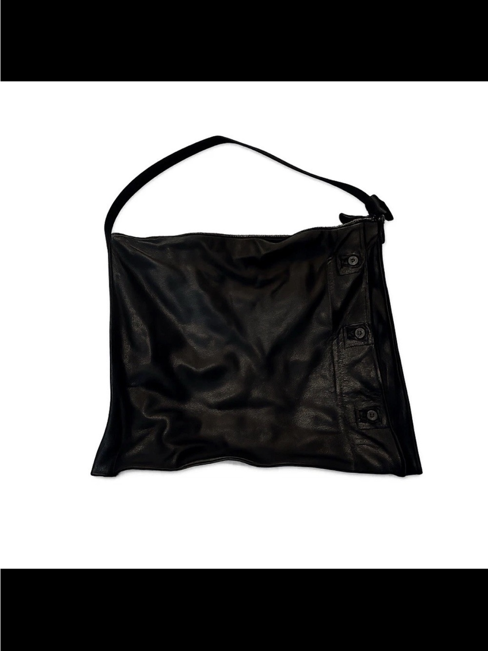 Ann Demeulemeester Archive Black Leather Hobo Bag Made in Belgium Ann-Era